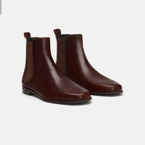 Zara 🔥Just In🔥Brown Leather Ankle Boots Size 5